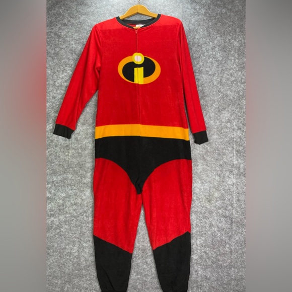 Disney Other - Disney Pixar Mr. Incredibles Union Suit One Piece Zip Fleece Pajamas Costume L